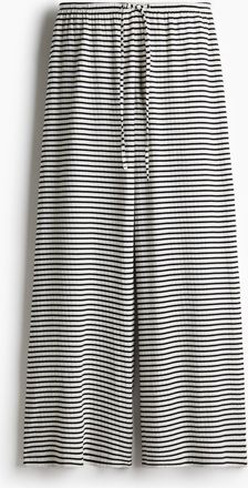 H&M Gerippte Hose mit Kordelzug - Schwarz