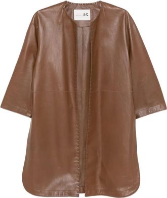 Manzoni24 Nappa Coat With Saddle Stitch And Side Slits