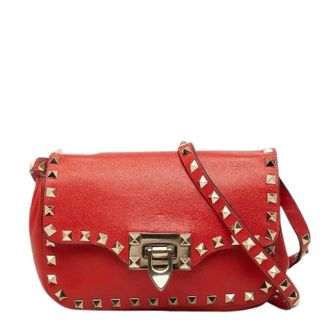 Valentino Pre-owned Rockstud Lederen Schoudertas - Dames - Pre-owned - Rood - Maat: ONE Size Leer