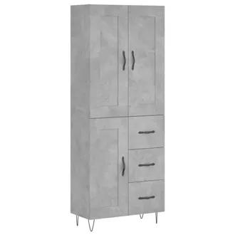 vidaXL Vidaxl - Aparador Alto Madera Contrachapada Gris Hormig&oacute;n 69,5x34x180 Cm