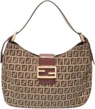 Fendi Pre-owned Shoulder Bags, female, Brown, Size: ONE SIZE Pre-owned Zucchino Shoulder Bag