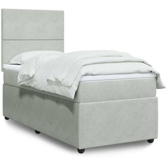 vidaXL Cama Box Spring Con Colch&oacute;n Terciopelo Gris Claro 100x200 Cm Vidaxl