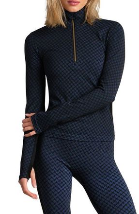 Rhone Houndstooth Seamless Half-Zip Pullover in Navy Blue Hounds at Nordstrom, Size X-Small