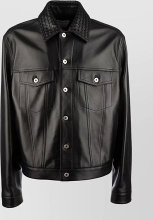 Bottega Veneta long sleeve jacket textured collar pockets