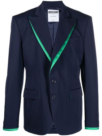 Moschino single-breasted tailored blazer - men - Polyester/Virgin Wool/Elastane/Viscose - 52 - Blue