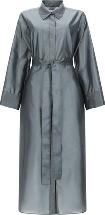 Max Mara Anna Jurk met ceintuur - Dames - Shirt Kleedjes - Grijs - S - Polyester - Kleedjes