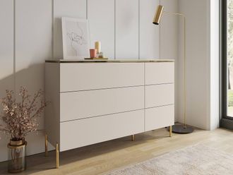 Vente-Unique 6 - Drawer Chest Of Drawers - Beige & Gold - VUKIA