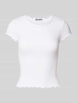 Review T-Shirt mit Muschelsaum in Weiss, Gr&ouml;&szlig;e XS