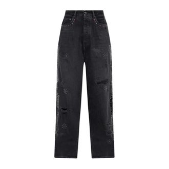 Amiri Straight Jeans, male, Black, Size: W29 Bones Studded Baggy Jean