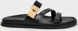 Charles & Keith Aelin Metallic-Buckle Strappy Sandals