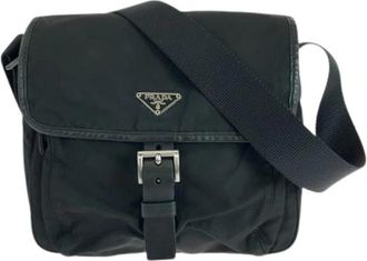 Prada Pre-owned Nylon Tessuto Triangle Logo Crossbody - Dames - Vintage Schoudertas - Zwart - ONE Size - Nylon - Vintage