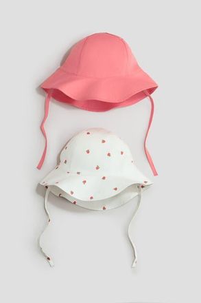 H&M 2-pack Cotton Sun Hats in Pink/strawberries at Nordstrom, Size 9-12 M