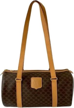 Celine Pre-owned Shoulder Bags, female, Brown, Size: ONE SIZE Pre-owned Macadam Trionfo PVC Leather Handbag