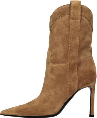 Sergio Rossi Su&egrave;de Enkellaarsjes - Dames - Cowboylaarzen - Bruin - 36 EU - Su&egrave;de - Schoenen