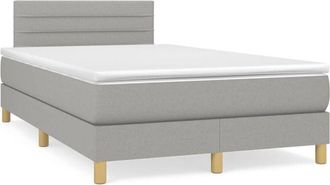 vidaXL Cama Box Spring Con Colch&oacute;n Tela Gris Claro 120x190 Cm Vidaxl
