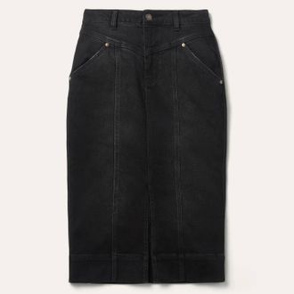 Stetson Womens Stretch Denim Maxi Skirt In Black