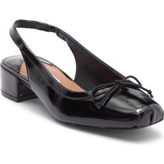 Steve Madden Loved Square Toe Patent Leather Slingback Pump in Black Crinkle Patent at Nordstrom Rack, Size 9.5