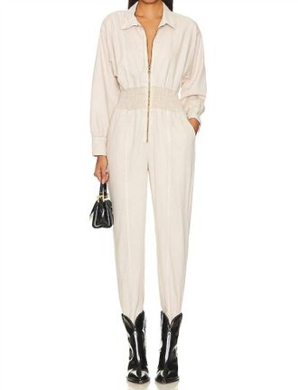 Young Fabulous & Broke Tencel Zip Up Jumpsuit In Salt