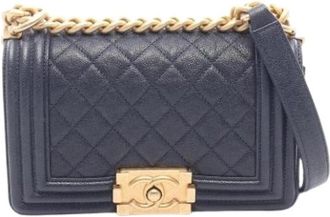 Chanel Pre-owned Boy Schoudertas - Dames - Vintage Schoudertas - Blauw - ONE Size - Leer - Vintage