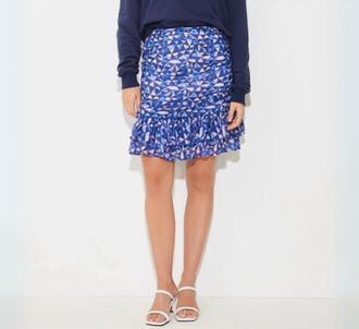Suncoo Fancy Graphic Print Mini Skirt In Blue Multi