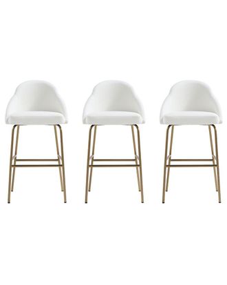 Manhattan Comfort Set Of 3 Gracie Modern Leatherette Barstools With Steel Legs