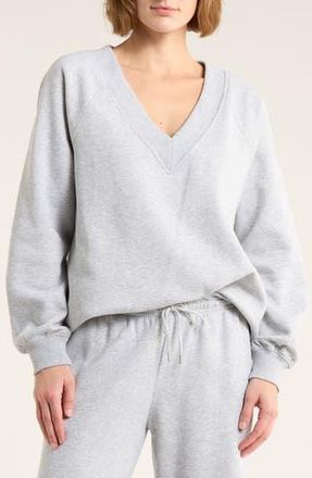Abound Fleece V-Neck Sweater in Grey Soft Heather at Nordstrom Rack, Size X-Small