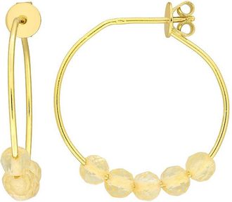 Rina Limor Silver 0.90 Ct. Tw. Citrine Hoop Earrings
