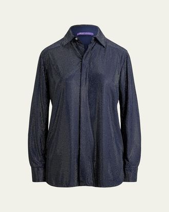 Ralph Lauren Collection Adrien Embellished Silk Georgette Button-Down Shirt