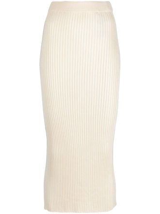Jil Sander Ribgebreide midi-rok - Beige