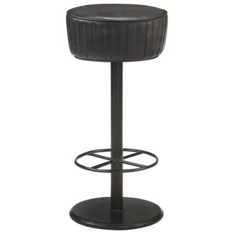 vidaXL Taburete De Cocina De Cuero Aut&eacute;ntico Negro Vidaxl