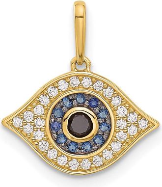 Diamond2Deal 14k Yellow Gold Polished Multi-color Cubic Zirconia Evil Eye Pendant