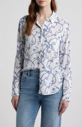 Rails Josephine Seashell Chain Print Button-Up Shirt in Nautical Chains at Nordstrom, Size Xx-Small