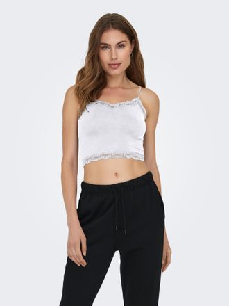 Only Tr&auml;gertop ONLY ONLVICKY LACE SEAML 2-PACK CROPPED TOP, Damen, Gr. L (XL), weiss (schwarz pack:schwarz, wei&szlig;), Jersey, Obermaterial: 92% Polyamid, 8% E