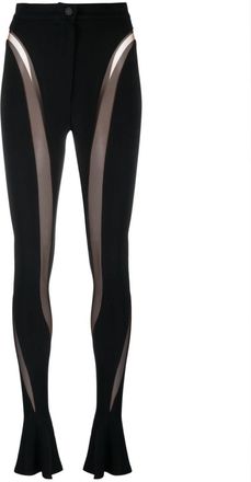 MUGLER Illusion panelled trousers - women - Elastane/Polyamide/Viscose/Viscose/Elastodiene/Polyester - 40 - Black