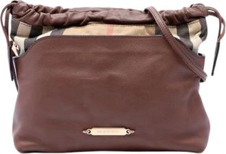 Burberry Pre-owned Canvas Shoulder Bag - Dames - Vintage Tas - Bruin - ONE Size - Leer - Vintage
