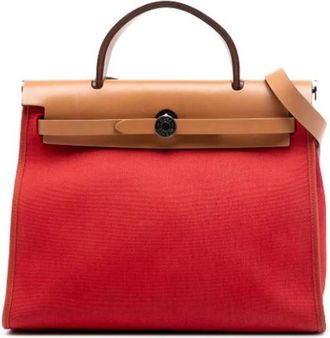 Herm&egrave;s Pre-owned Handbags, female, Red, Size: ONE SIZE Pre-owned Canvas Shoulder Bag