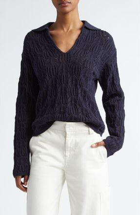 Vince Baja Pointelle Sweater in Coastal Blue at Nordstrom Rack, Size X-Small