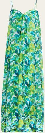 La Petite Robe Di Chiara Boni Junji Strapless Watercolor-Print Chiffon Gown