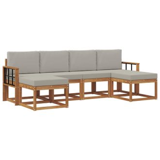 vidaXL Conjunto De Sof&aacute;s De Exterior 6 Pcs Gris Natural Y Claro Vidaxl