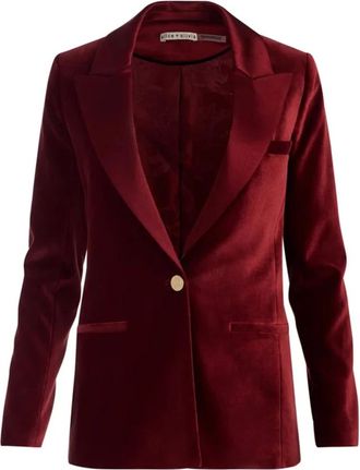 Alice & Olivia Jassen, Dames, Rood, XS, Polyester, Silas Velvet Blazer