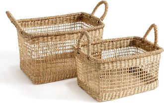 La Redoute Interieurs Set van 2 manden met handvatten, herbarium, Sola