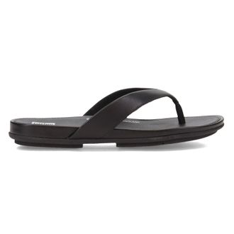 FitFlop Gracie Leather Womens Toe Post Sandals - All Black - Size:UK 5.5
