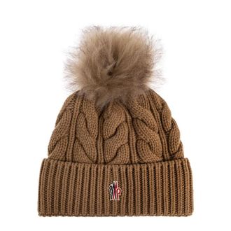 Moncler Grenoble Apres-Ski Beanie - Dames - Hoeden - Bruin - ONE Size - Wol - Accessoires
