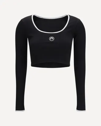Marine Serre Moon logo bicolor jersey roundneck T-Shirt Female M
