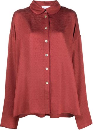 Sleeper Red Pastelle Jacquard Satin Shirt - Womens - Rayon/Polyester