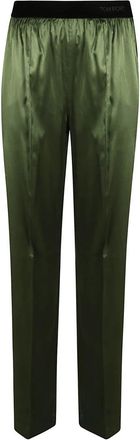 Tom Ford Stretch Silk Satin PJ Pants - Dames - Straight fit broeken - Groen - M - Satijn - Broeken