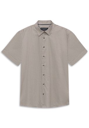 Bugatti Herren Korte mouwen shirt Modern Fit gestreept van katoen