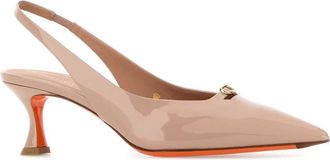 Santoni Womens Sabin Slingback Heel Beige Leather
