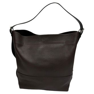 Christophe Lemaire Belted Tote Bag in Brown Cow Leather