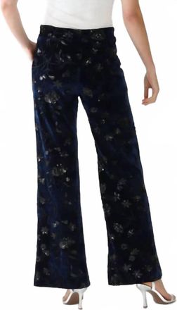 Vilagallo Venus Floral Sequin Velvet Pants In Terciopelo Flor Lentejuelas